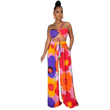 Load image into Gallery viewer, Dashiki African Clothes for Women Floral Printing Tube Top & Pants V-Neck 2-Piece - nevaehshalo