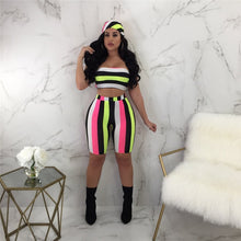 Load image into Gallery viewer, Striped Sexy Two Piece Set Top and Pants (including Headscarf ) - nevaehshalo