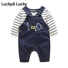 Load image into Gallery viewer, Bebes Newborn clothes cotton letter printed t-shirt with demin overalls baby boys clothes summer children clothing - nevaehshalo