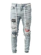 Load image into Gallery viewer, Men's Ripped jeans Badge Letters Hip-hop Skinny Jogging Denim Fashion Pencil Long Trousers Distressed Jeans For Men Clothing - nevaehshalo