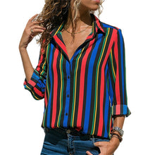 Load image into Gallery viewer, Women Blouses Fashion Long Sleeve Turn Down Collar Office Shirt Chiffon Blouse Shirt Casual Tops