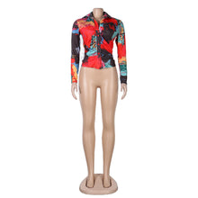 Load image into Gallery viewer, Sexy Color Long Sleeved Button Deep V Top Nightclub Clothes