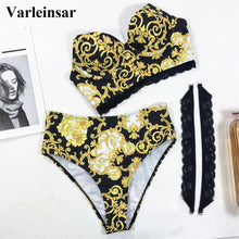 Load image into Gallery viewer, New Sexy High Waist Bikini Women Swimwear Two-pieces Bikini set With Lace Straps Bather Bathing Suit - nevaehshalo