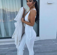 Load image into Gallery viewer, Sexy Jumpsuit Hollow Out Bandage White Rayon High