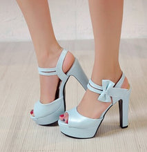 Load image into Gallery viewer, High-heeled Fish Mouth Shoes Bow Sexy Rough With Waterproof Platform Roman Women's Shoes - nevaehshalo
