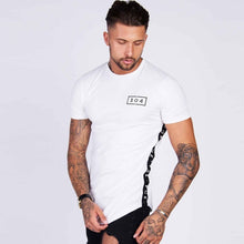 Load image into Gallery viewer, Men Cotton Short sleeve t shirt Fitness Slim Patchwork Black T-shirt Male Brand Gyms Tees Tops Summer Fashion Casual clothing - nevaehshalo