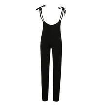 Load image into Gallery viewer, Black High Waist Wide Leg Pants Casual Lace Up Overalls Women Flare Trousers - nevaehshalo