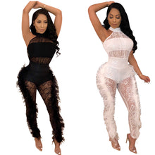 Load image into Gallery viewer, Sexy Solid Color Feather Edge Jumpsuit