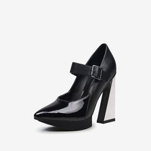 Load image into Gallery viewer, New Platform Women Pointed Toe Blue Mixed Black Leather High Heels