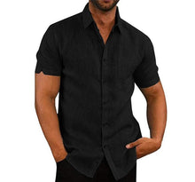Load image into Gallery viewer, Short Sleeve Shirt Men Lapel Neck Button Pockets Solid Male Blouse Tops Men Brand Clothes - nevaehshalo