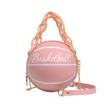 Load image into Gallery viewer, Personality leather pink basketball bag new ball purses women shoulder bags