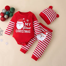 Load image into Gallery viewer, Girls Boys Sets My First Christmas Deer Stripe Print Outfits Xmas Romper