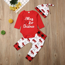 Load image into Gallery viewer, Lovely Baby Boy Girl My First Christmas Letter Romper Kids T-Shirts Pant Hat Outfits