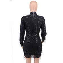 Load image into Gallery viewer, Women's dress sequins black long-sleeved fashion