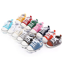 Load image into Gallery viewer, Baby Shoes Boy Girl Star Solid Sneaker Cotton Soft Anti-Slip Sole Newborn Infant First Walkers Toddler Casual Canvas Crib Shoes - nevaehshalo