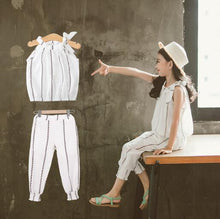 Load image into Gallery viewer, Girls Clothing Sets Summer Children Sports Suit Striped Tops + Pants Two-piece Sets KidsTracksuit Teenager Girls Clothes