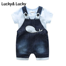 Load image into Gallery viewer, Bebes Newborn clothes cotton letter printed t-shirt with demin overalls baby boys clothes summer children clothing - nevaehshalo