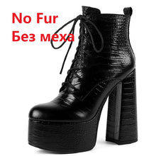 Load image into Gallery viewer, Women Ankle Boots Cross-Tied Platforms Genuine Leather High Heels