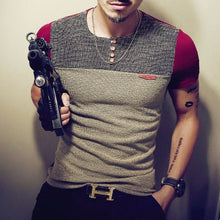 Load image into Gallery viewer, Men's T Shirt Casual Patchwork Short Sleeve Men T-Shirt Mens Clothing Casual Slim Fit Hip-Hop Top Tees 5XL - nevaehshalo