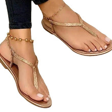 Load image into Gallery viewer, New Summer Fashion Rhinestone Flat Thong Beach Sandals Women