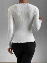 Load image into Gallery viewer, Women's Lace White Slim Round Neck Knitted Sweater
