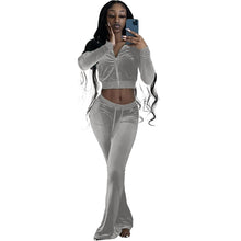 Load image into Gallery viewer, Women Outdoor Casual Sports Solid Velvet Two Piece Set Top and Pants