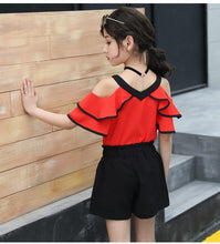 Load image into Gallery viewer, Two Pieces Set For Girls Summer Style Teenage Girl Hip Hop Clothing 4 6 8 10 12 14Years - nevaehshalo