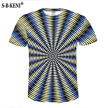 Load image into Gallery viewer, Print Short sleeved Tees Men Black And White Vertigo Hypnotic colorful Printing 3D T shirt - nevaehshalo