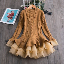 Load image into Gallery viewer, Winter Knitted Chiffon Girl Dress Christmas Party Long Sleeve Children Clothes Kids Dresses For Girls New Year Clothing - nevaehshalo