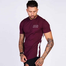Load image into Gallery viewer, Men Cotton Short sleeve t shirt Fitness Slim Patchwork Black T-shirt Male Brand Gyms Tees Tops Summer Fashion Casual clothing - nevaehshalo