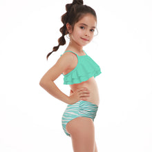Load image into Gallery viewer, New Girls Swimsuit Double Ruffle Split Swimsuit Children's Swimsuit - nevaehshalo