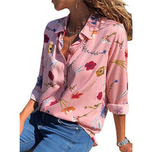 Load image into Gallery viewer, Women Blouses Fashion Long Sleeve Turn Down Collar Office Shirt Chiffon Blouse Shirt Casual Tops
