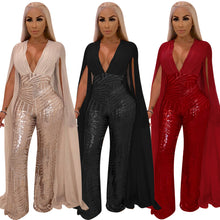 Load image into Gallery viewer, Sexy Sequin Evening Fashion Suit Long Solid Color Jumpsuit