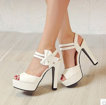 Load image into Gallery viewer, High-heeled Fish Mouth Shoes Bow Sexy Rough With Waterproof Platform Roman Women's Shoes - nevaehshalo
