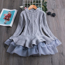Load image into Gallery viewer, Winter Knitted Chiffon Girl Dress Christmas Party Long Sleeve Children Clothes Kids Dresses For Girls New Year Clothing - nevaehshalo