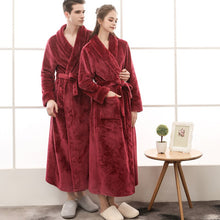 Load image into Gallery viewer, Lovers Plus Size Flannel Robe Extra Long Warm Bathrobe Men & Women - nevaehshalo