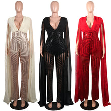 Load image into Gallery viewer, Sexy Sequin Evening Fashion Suit Long Solid Color Jumpsuit