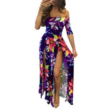 Load image into Gallery viewer, Woman Sexy playsuit Off Shoulder Floral Party Short Sleeve High Split rompers jumpsuit - nevaehshalo