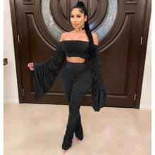 Load image into Gallery viewer, Spring Summer Two Piece Set Women Solid One Shoulder Shirring 2 Piece Sets Pant Suits Club Outfits Streetwear Wholesale Items - nevaehshalo