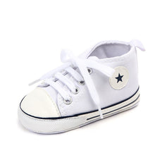Load image into Gallery viewer, Baby Shoes Boy Girl Star Solid Sneaker Cotton Soft Anti-Slip Sole Newborn Infant First Walkers Toddler Casual Canvas Crib Shoes - nevaehshalo