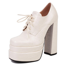 Load image into Gallery viewer, Women Pumps Fashion New Square Toe Platform Thick High Heels