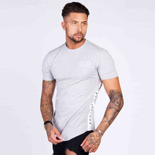 Load image into Gallery viewer, Men Cotton Short sleeve t shirt Fitness Slim Patchwork Black T-shirt Male Brand Gyms Tees Tops Summer Fashion Casual clothing - nevaehshalo