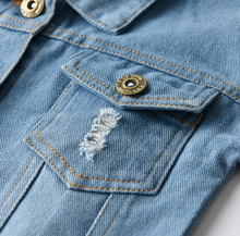 Load image into Gallery viewer, Girls and Boys Ripped Holes Jeans Coats - nevaehshalo