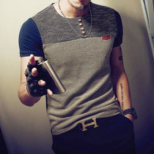 Load image into Gallery viewer, Men's T Shirt Casual Patchwork Short Sleeve Men T-Shirt Mens Clothing Casual Slim Fit Hip-Hop Top Tees 5XL - nevaehshalo