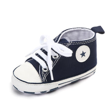 Load image into Gallery viewer, Baby Shoes Boy Girl Star Solid Sneaker Cotton Soft Anti-Slip Sole Newborn Infant First Walkers Toddler Casual Canvas Crib Shoes - nevaehshalo