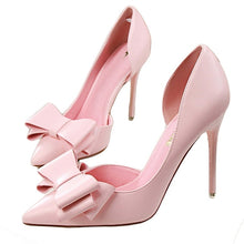 Load image into Gallery viewer, Fashion delicate sweet bowknot high heel shoes side hollow pointed Stiletto Heels Shoes women pumps - nevaehshalo