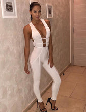 Load image into Gallery viewer, Sexy Jumpsuit Hollow Out Bandage White Rayon High