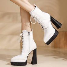 Load image into Gallery viewer, Women Ankle Boots High Heels Pointed Toe Genuine Leather