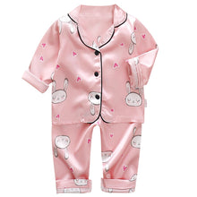 Load image into Gallery viewer, LJW Children's pajamas set Baby suit Kids Clothes Toddler Boys Girls Ice silk satin Tops Pants Set home Wear Kids pajamas - nevaehshalo