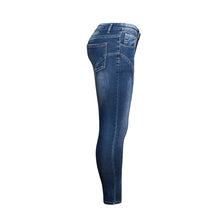 Load image into Gallery viewer, Jeans New Style Mid-Waist Elastic Split Hem Trendy High Quality Washed Nine-Point Jeans